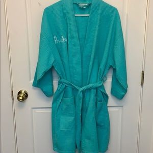 Teal BRIDE robe one size WITH POCKETS